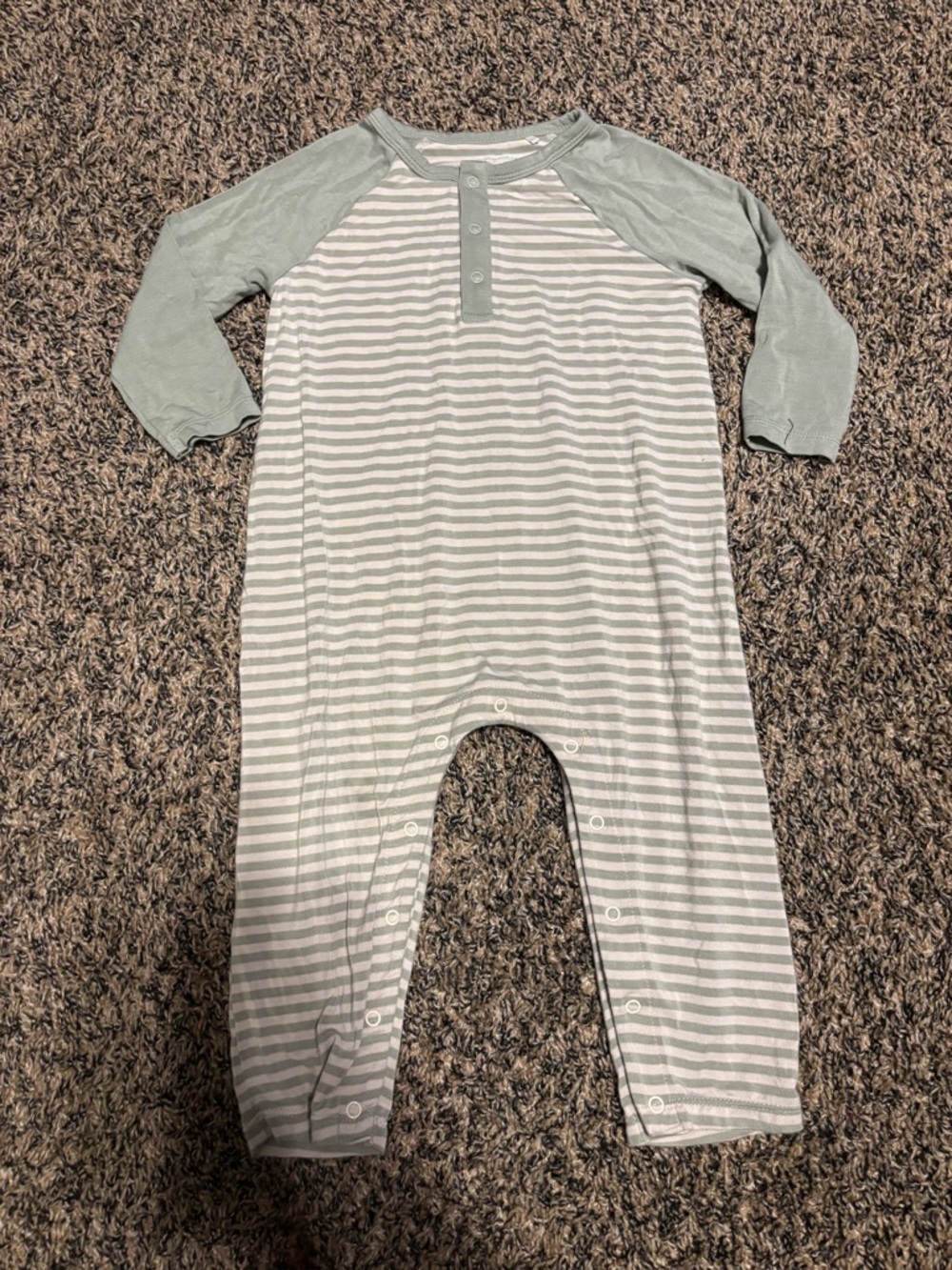Angel Dear Sage & White Striped Romper